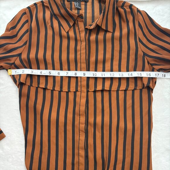 Forever 21 Contemporary Midi Striped Long-Sleeve Shirt Dress W/Belt XS - Picture 7 of 10